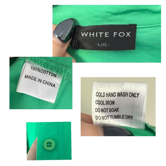 White Fox Boutique Oversized Green Button-Up Shirt - Picture 6 of 6